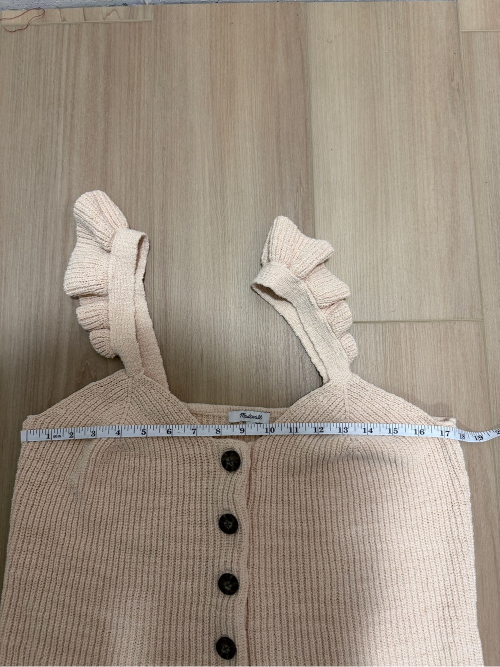 Madewell Ruffle-Strap Button-Front Sweater Tank—Size Large - Picture 5 of 5